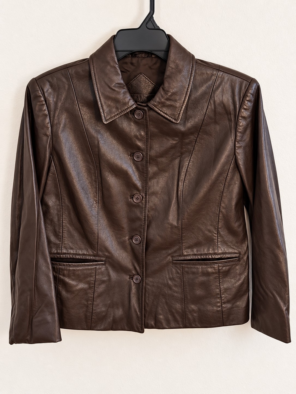 Vintage Fireston & York Brown Leather Jacket Blazer Petite Medium PM
